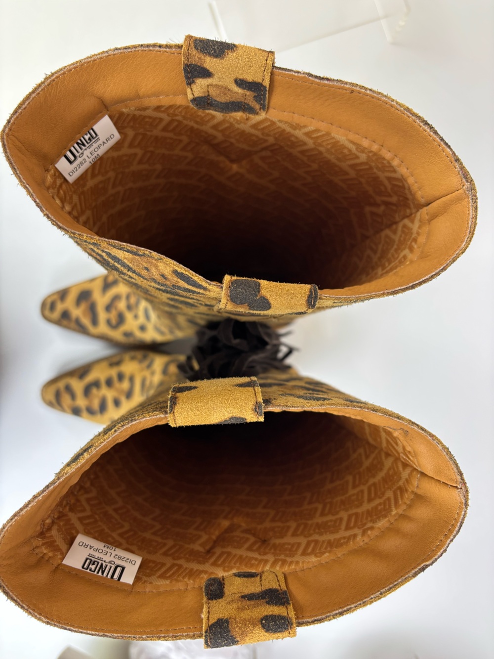 Dingo Twisted Leopard Fringe Suede Western Cowboy Boots Size 10 NIB - Picture 10 of 17